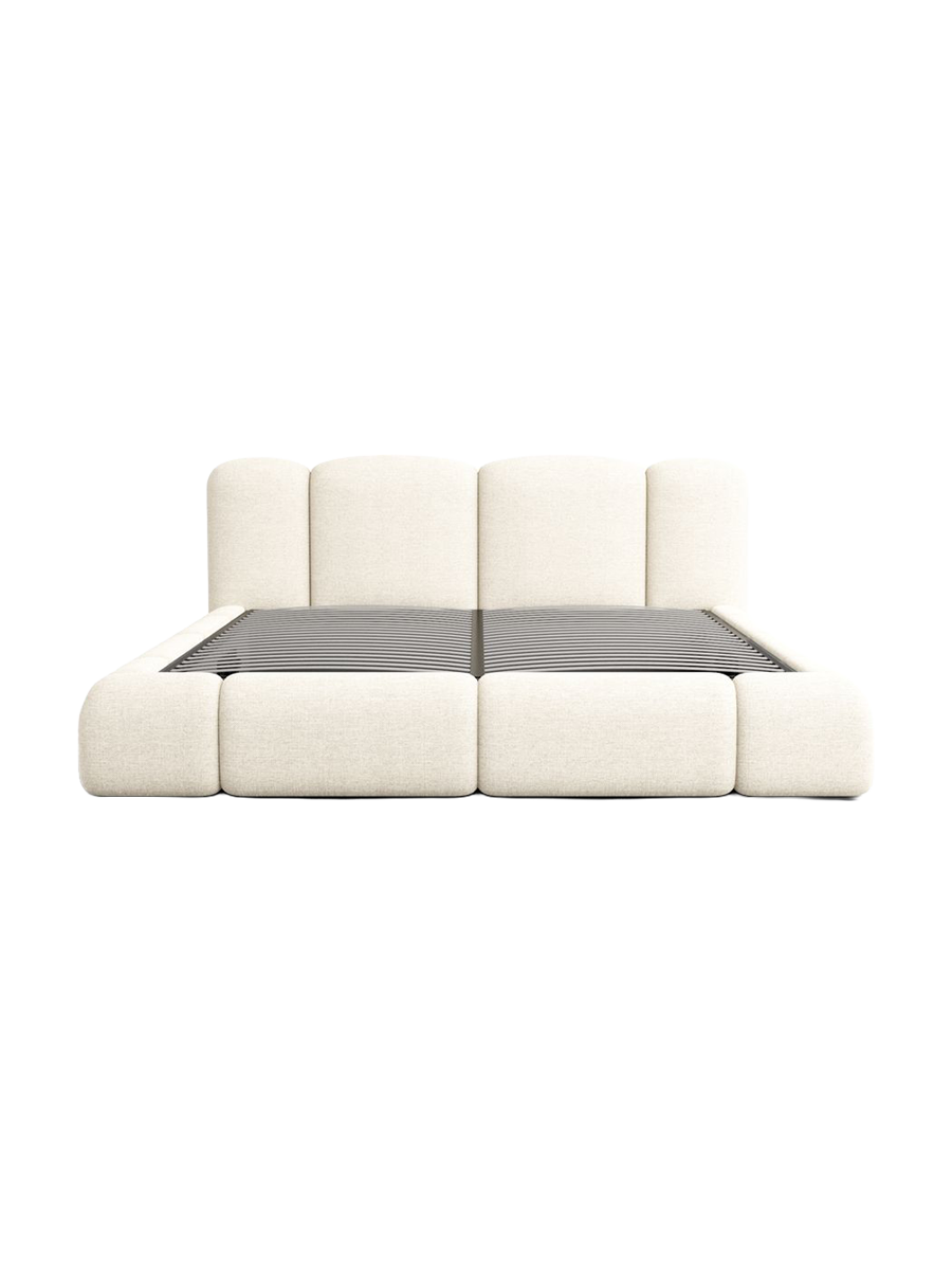 
Design Polsterbett „Elara“ mit Ablagefach, Webstoff Cream - 140 x 200 cm