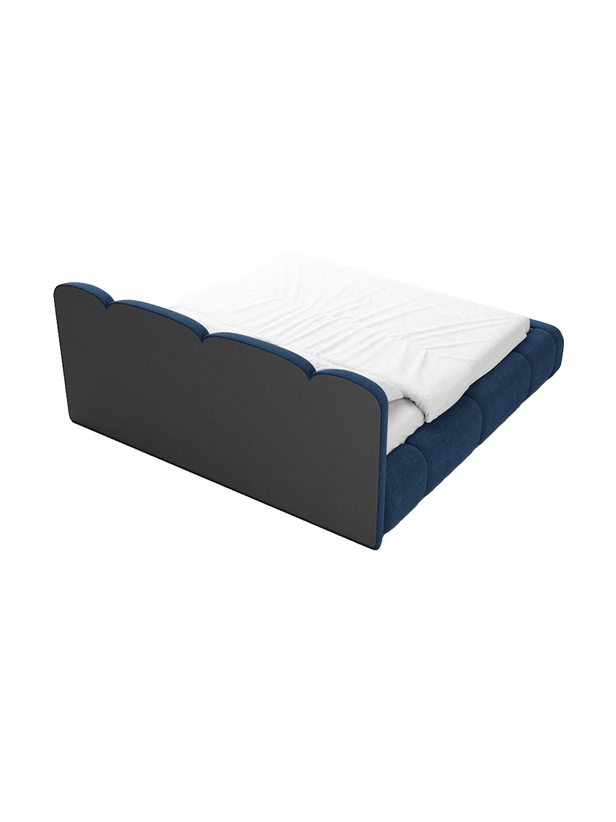 
Design Polsterbett „Elara“ mit Ablagefach, Webstoff Dunkelblau - 140 x 200 cm