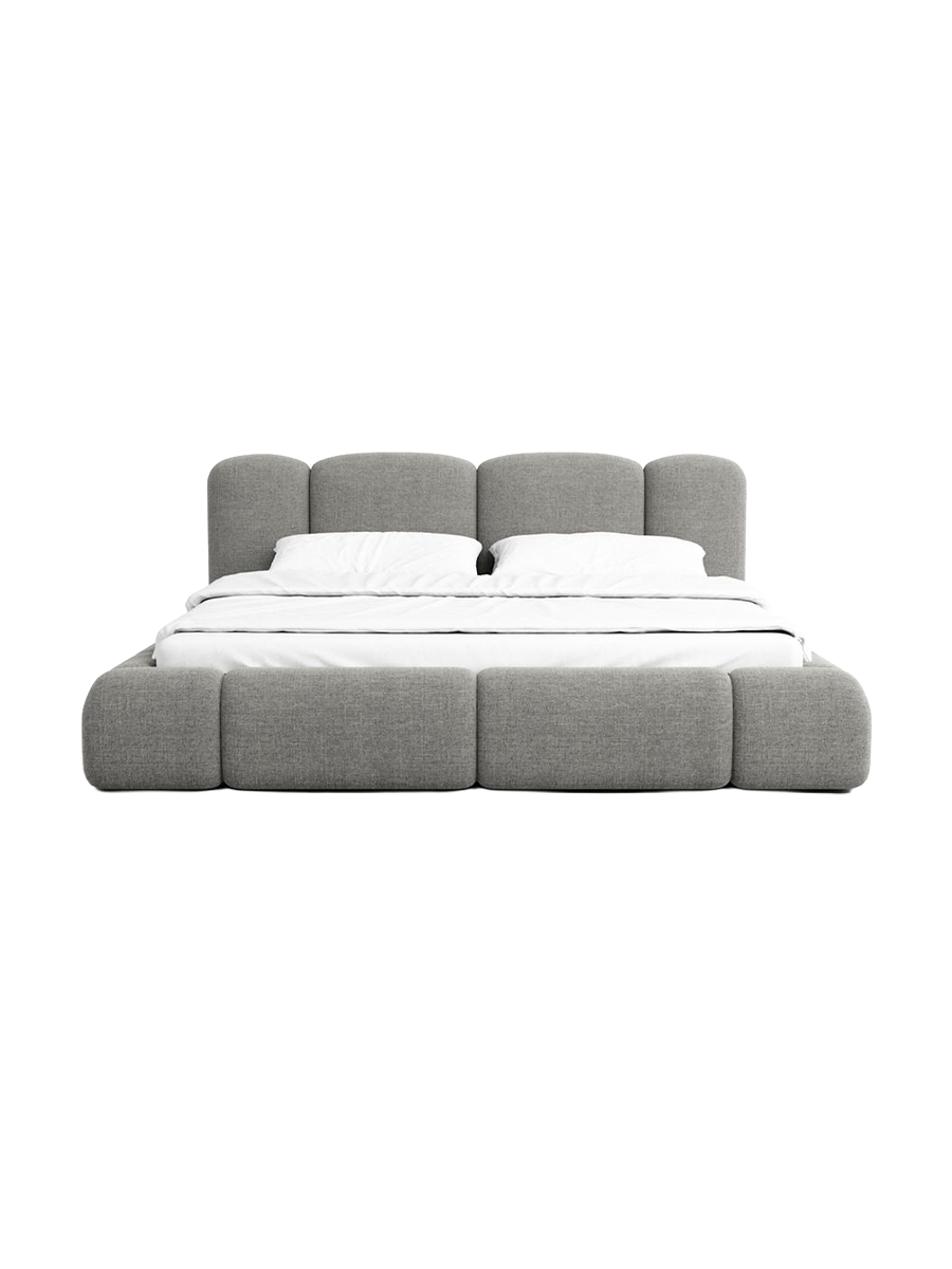 
Design Polsterbett „Elara“ mit Ablagefach, Webstoff Grau - 140 x 200 cm