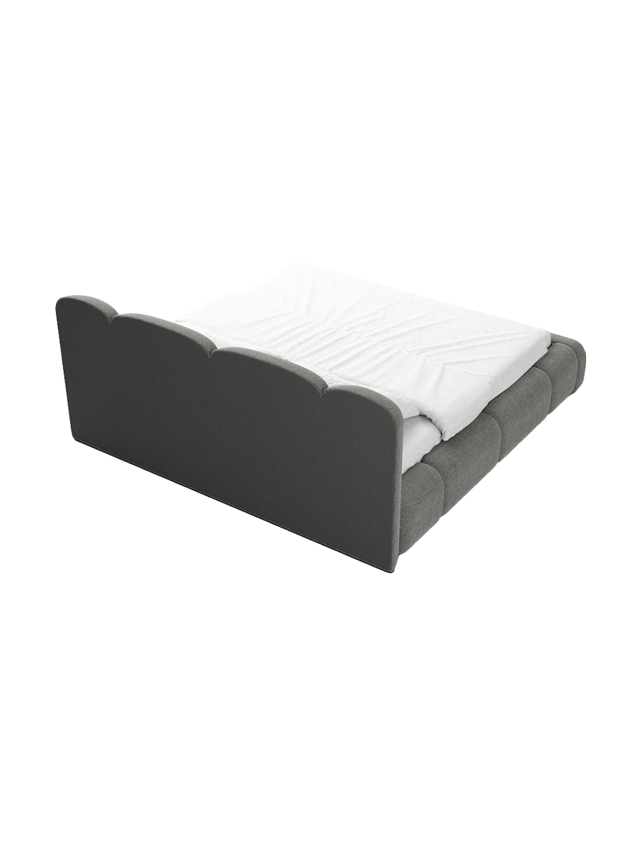
Design Polsterbett „Elara“ mit Ablagefach, Webstoff Grau - 140 x 200 cm