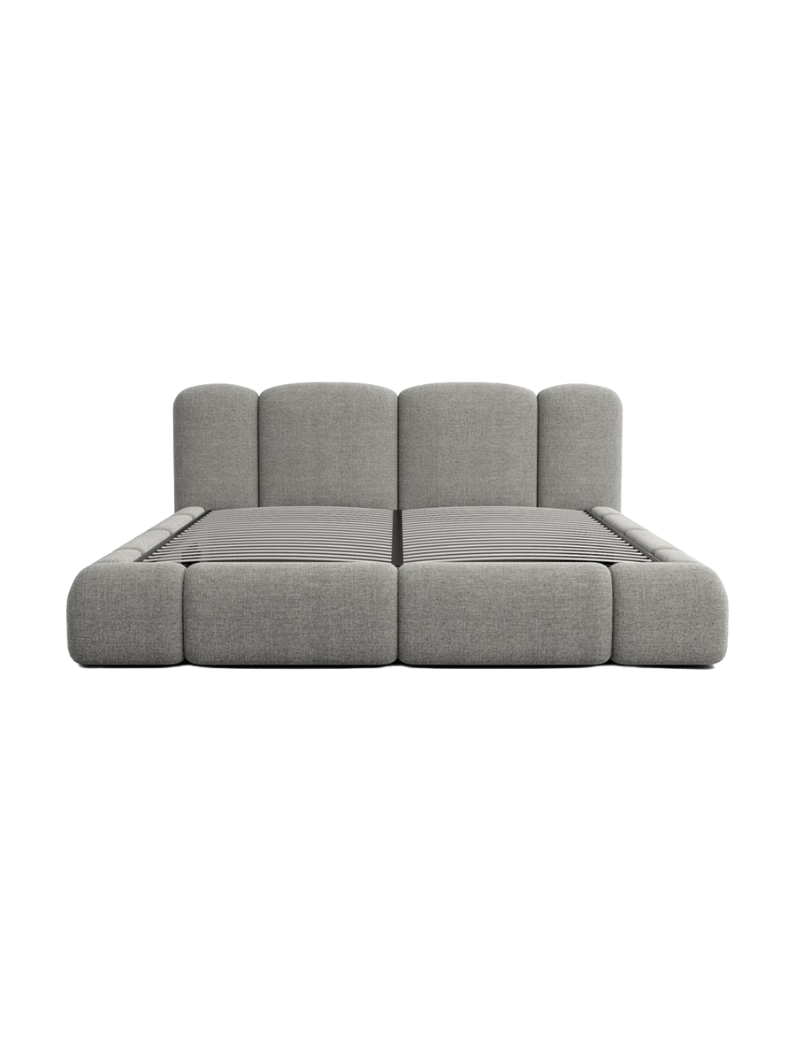 
Design Polsterbett „Elara“ mit Ablagefach, Webstoff Grau - 140 x 200 cm