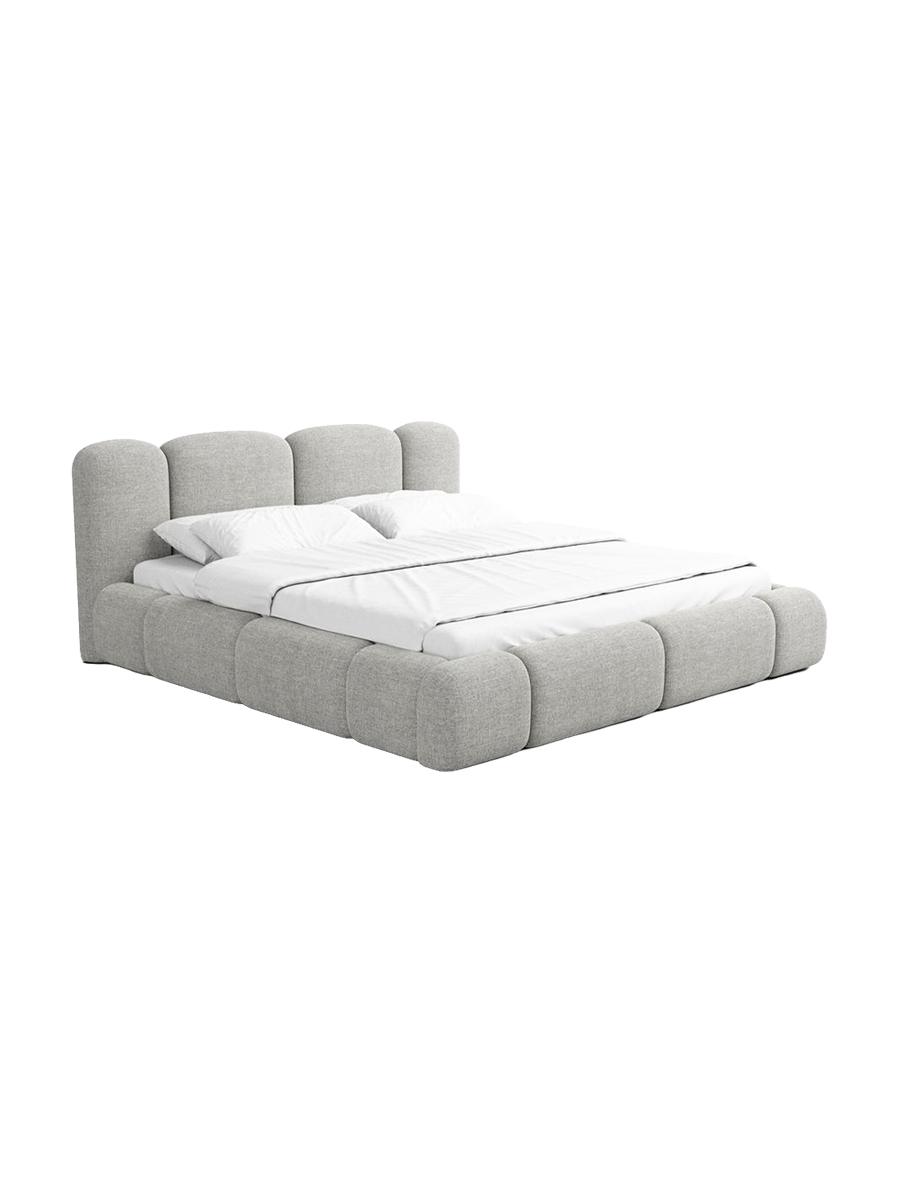 
Design Polsterbett „Elara“ mit Ablagefach, Webstoff Hellgrau - 140 x 200 cm