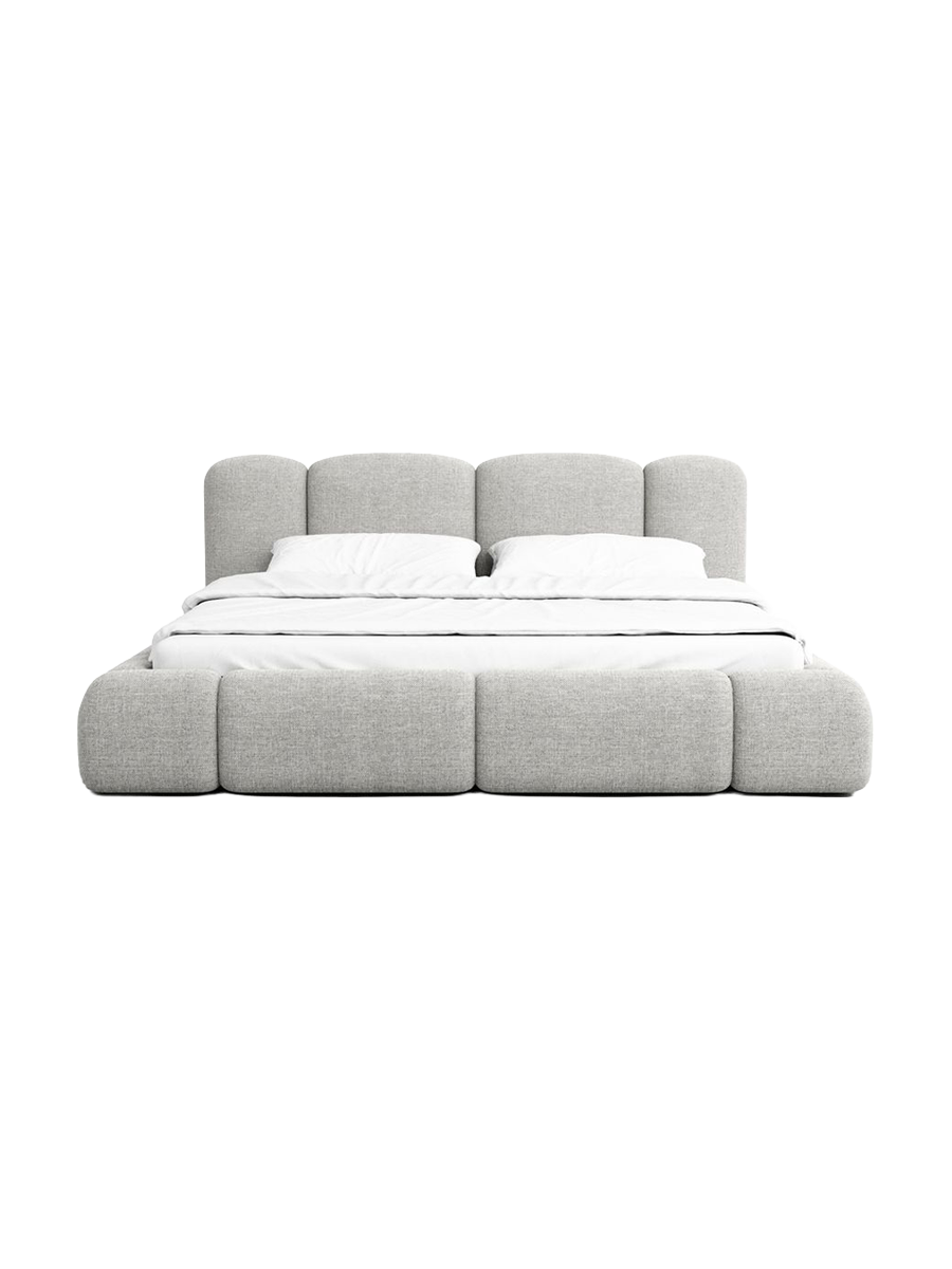 
Design Polsterbett „Elara“ mit Ablagefach, Webstoff Hellgrau - 140 x 200 cm