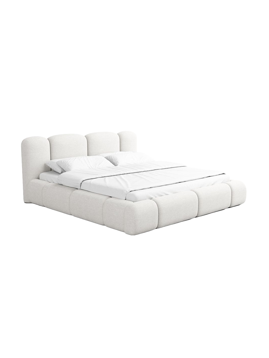 
Design Polsterbett „Elara“ mit Ablagefach, Webstoff Weiss - 140 x 200 cm