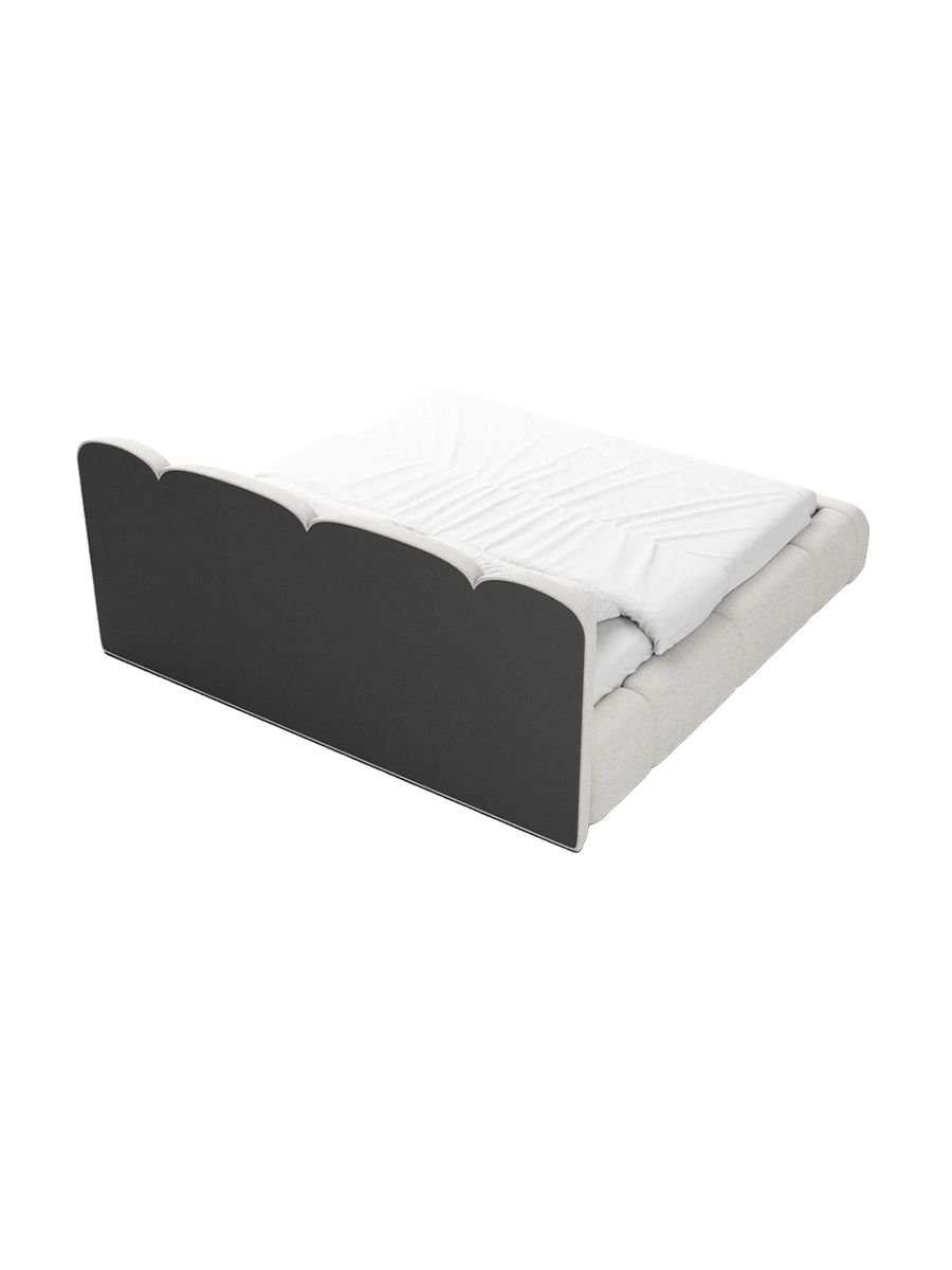 
Design Polsterbett „Elara“ mit Ablagefach, Webstoff Weiss - 140 x 200 cm