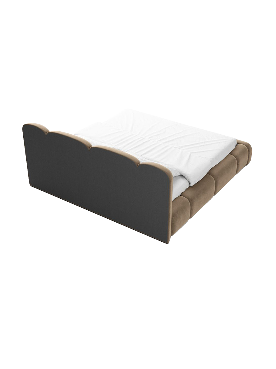 
Design Polsterbett „Elara“ mit Ablagefach, Samt Braun - 140 x 200 cm