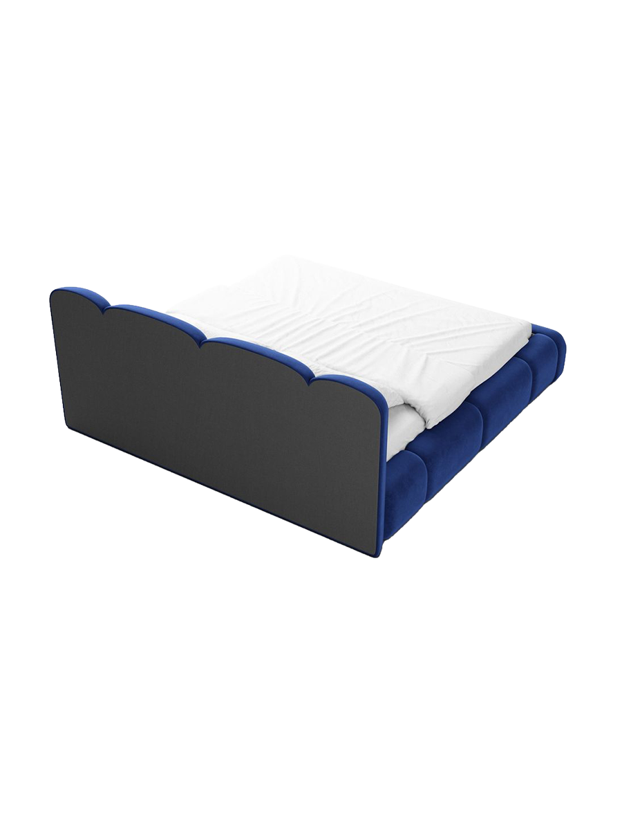 
Design Polsterbett „Elara“ mit Ablagefach, Samt Blau - 140 x 200 cm