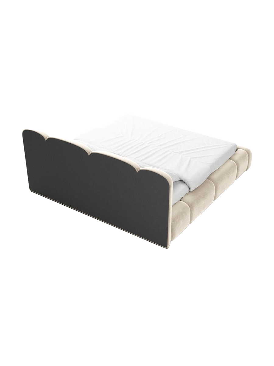 
Design Polsterbett „Elara“ mit Ablagefach, Samt Cream - 140 x 200 cm