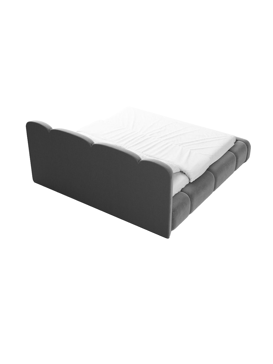 
Design Polsterbett „Elara“ mit Ablagefach, Samt Grau - 140 x 200 cm