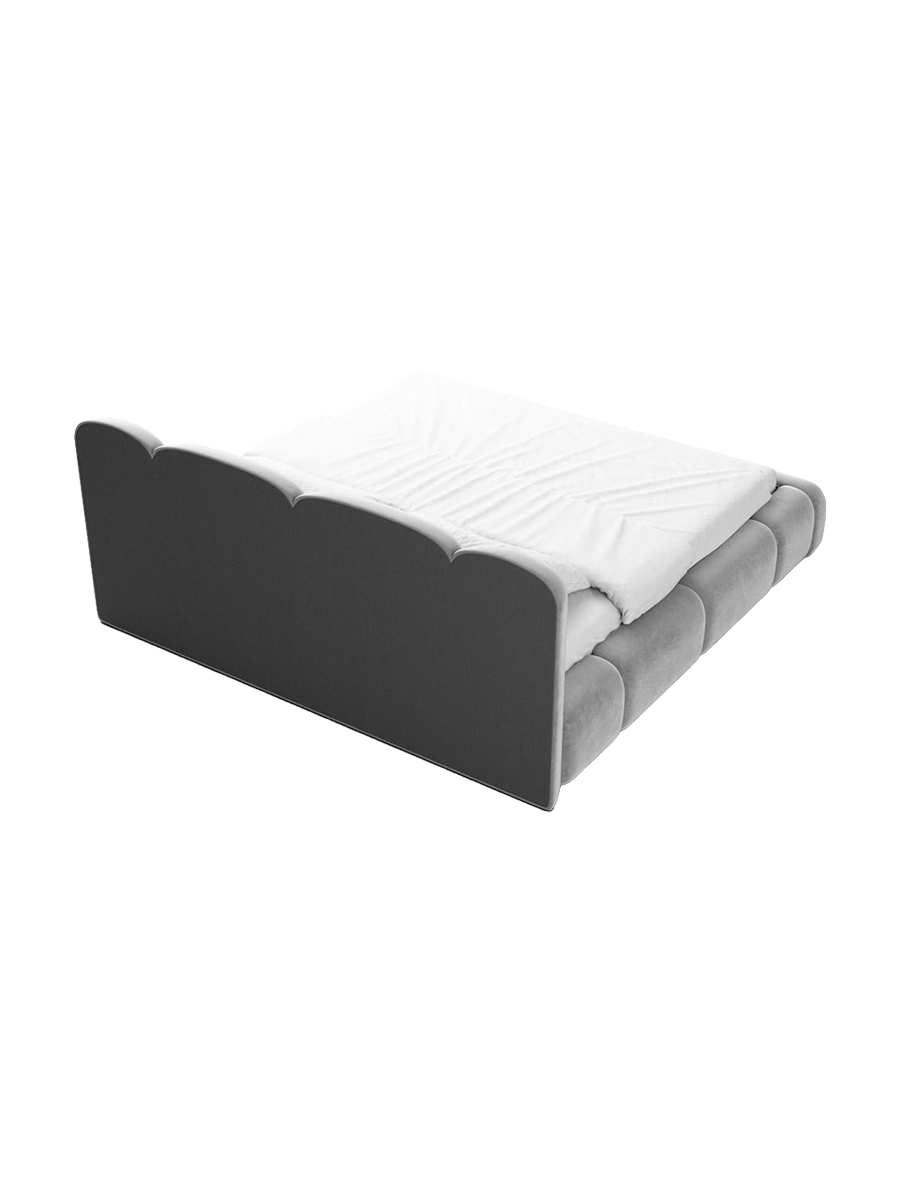 
Design Polsterbett „Elara“ mit Ablagefach, Samt Hellgrau - 140 x 200 cm
