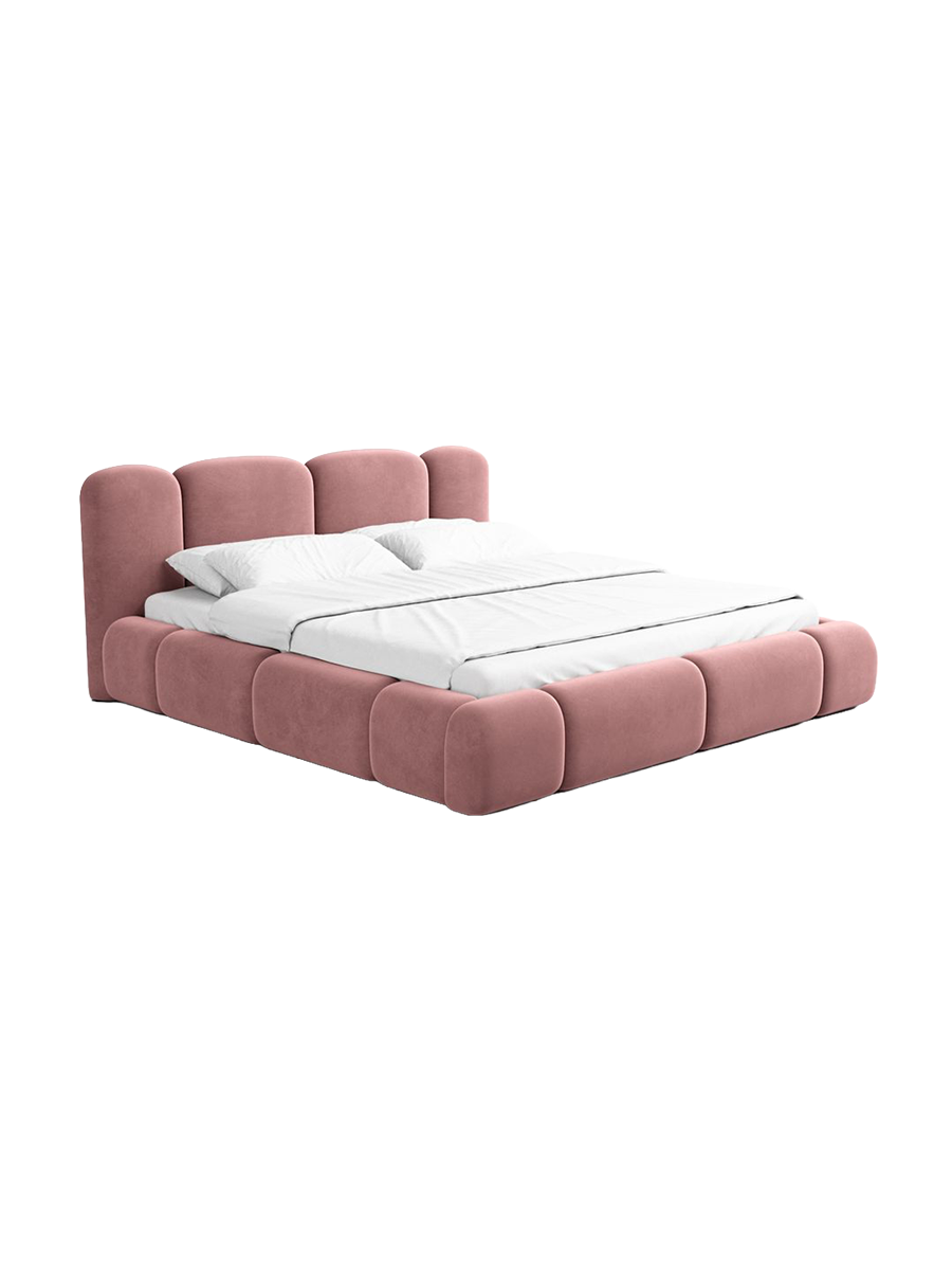 
Design Polsterbett „Elara“ mit Ablagefach, Samt Lachsrosa - 140 x 200 cm