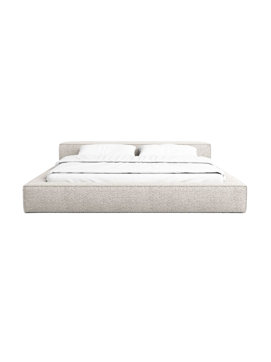 
Design Polsterbett „Alessa“ mit Ablagefach, Bouclé Toffee - 140 x 200 cm
