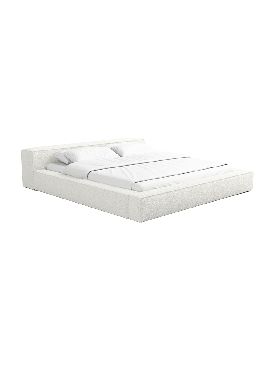 
Design Polsterbett „Alessa“ mit Ablagefach, Bouclé Weiss - 140 x 200 cm