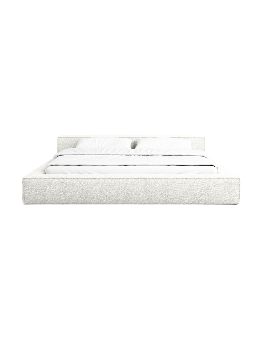 
Design Polsterbett „Alessa“ mit Ablagefach, Bouclé Weiss - 140 x 200 cm