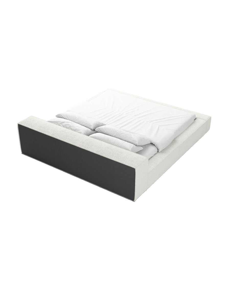 
Design Polsterbett „Alessa“ mit Ablagefach, Bouclé Weiss - 140 x 200 cm