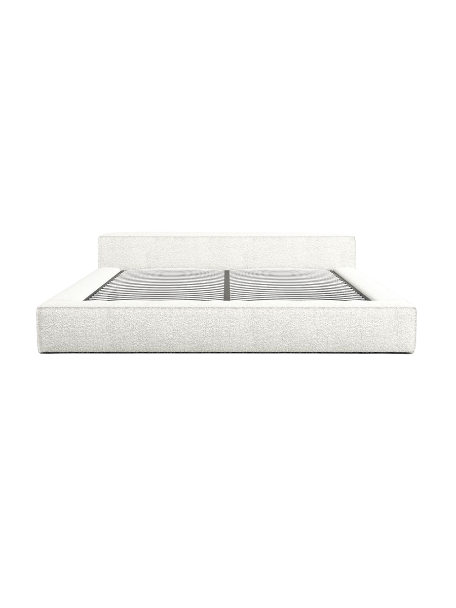 
Design Polsterbett „Alessa“ mit Ablagefach, Bouclé Weiss - 140 x 200 cm