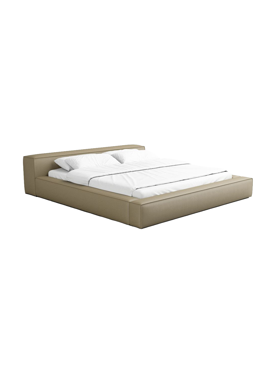 
Design Polsterbett „Alessa“ mit Ablagefach, Kunstleder Beige dunkel - 140 x 200 cm