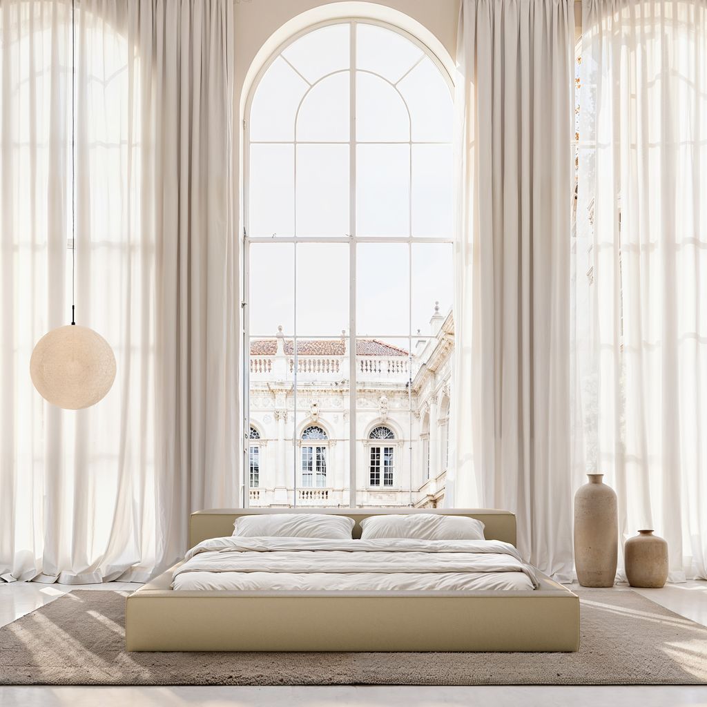 
Design Polsterbett „Alessa“ mit Ablagefach, Kunstleder Beige dunkel - 140 x 200 cm