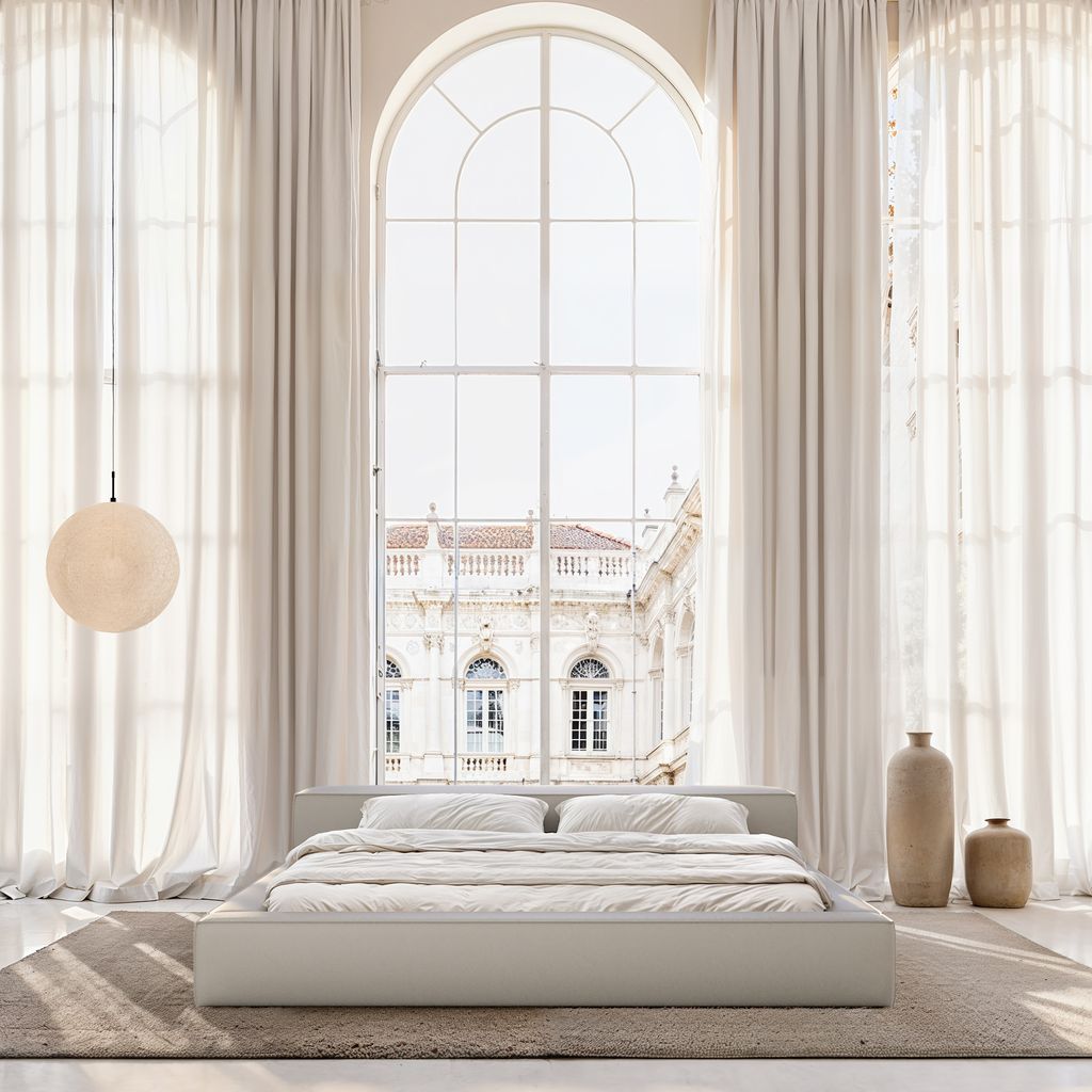 
Design Polsterbett „Alessa“ mit Ablagefach, Kunstleder Hellgrau - 140 x 200 cm