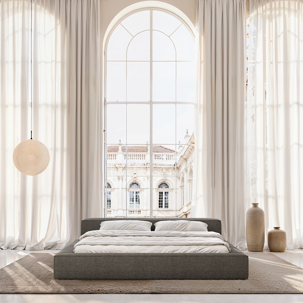 
Design Polsterbett „Alessa“ mit Ablagefach, Webstoff Anthrazit - 140 x 200 cm