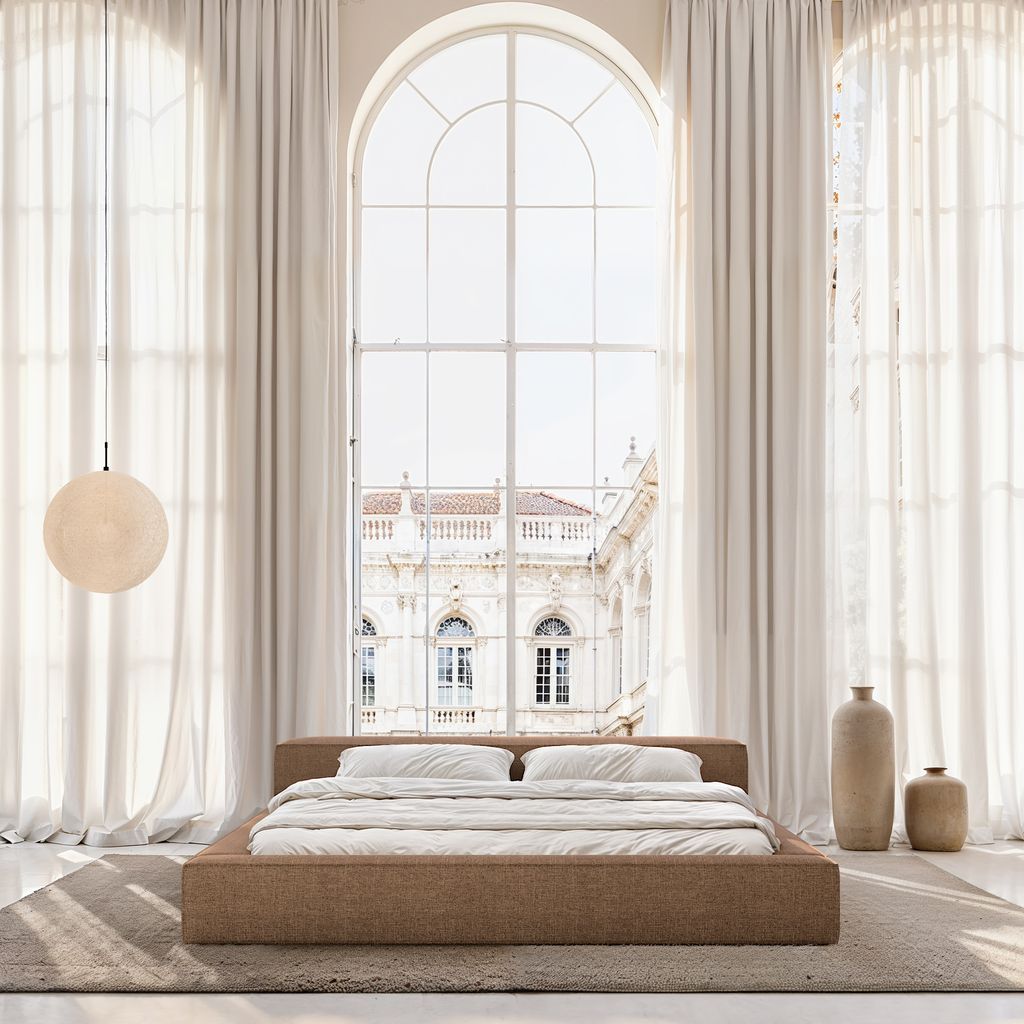 
Design Polsterbett „Alessa“ mit Ablagefach, Webstoff Braun - 140 x 200 cm