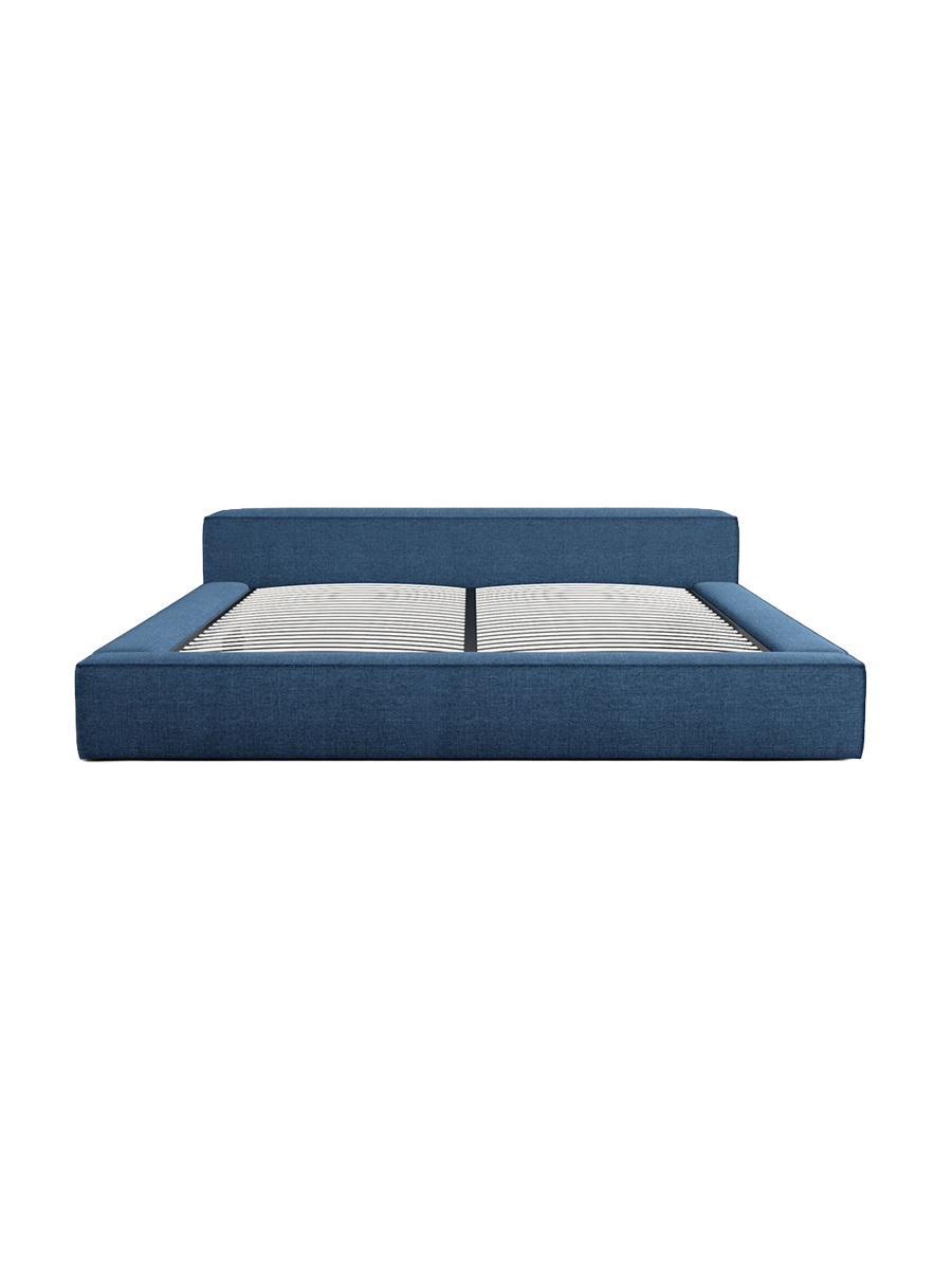 
Design Polsterbett „Alessa“ mit Ablagefach, Webstoff Dunkelblau - 140 x 200 cm
