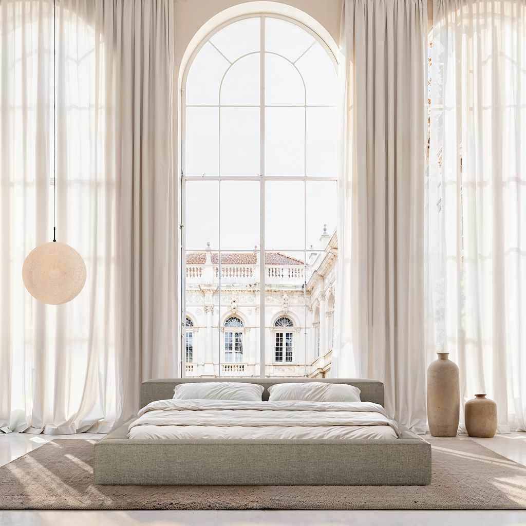 
Design Polsterbett „Alessa“ mit Ablagefach, Webstoff Grau - 140 x 200 cm