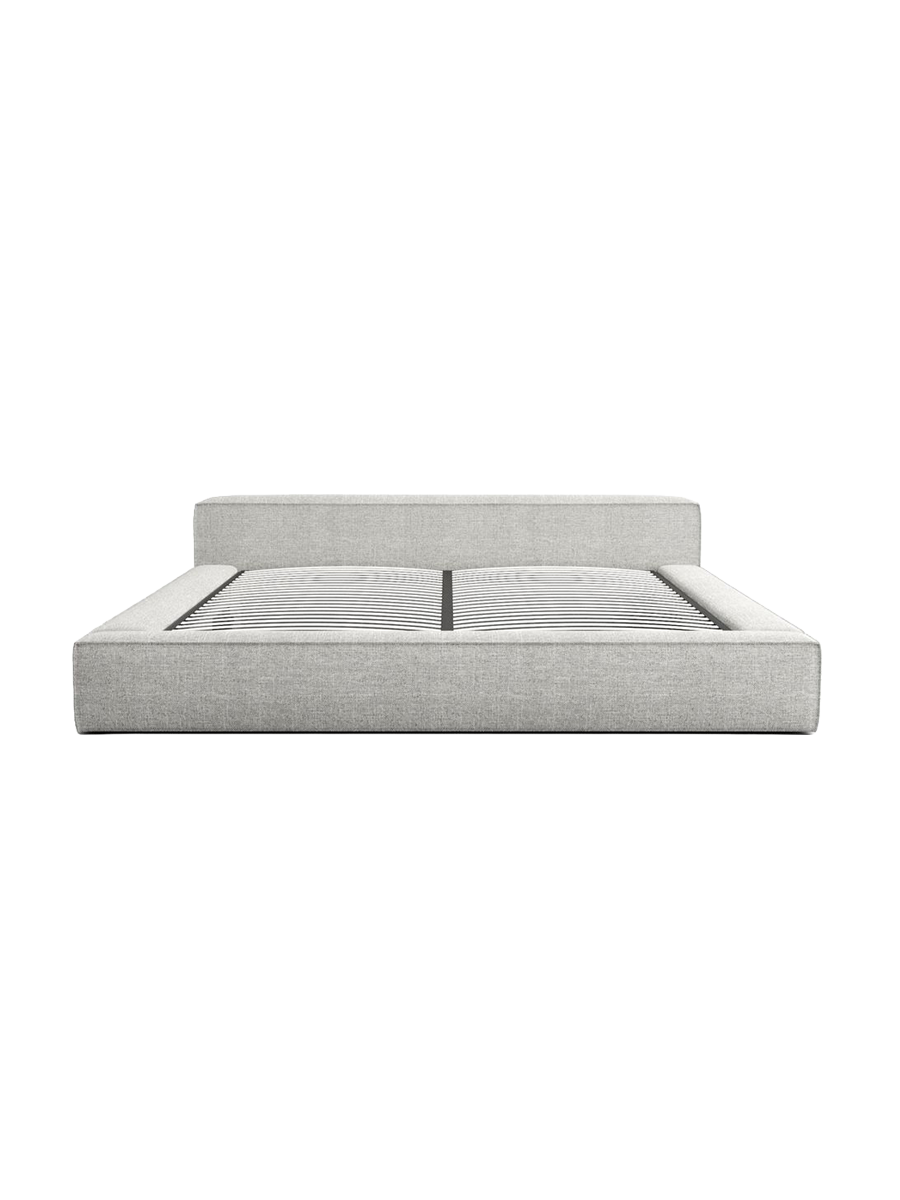 
Design Polsterbett „Alessa“ mit Ablagefach, Webstoff Hellgrau - 140 x 200 cm