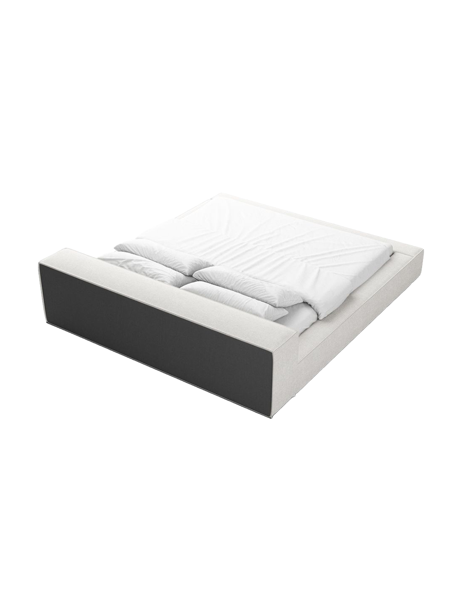 
Design Polsterbett „Alessa“ mit Ablagefach, Webstoff Weiss - 140 x 200 cm