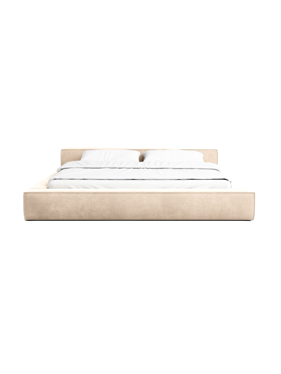 
Design Polsterbett „Alessa“ mit Ablagefach, Samt Beige - 140 x 200 cm