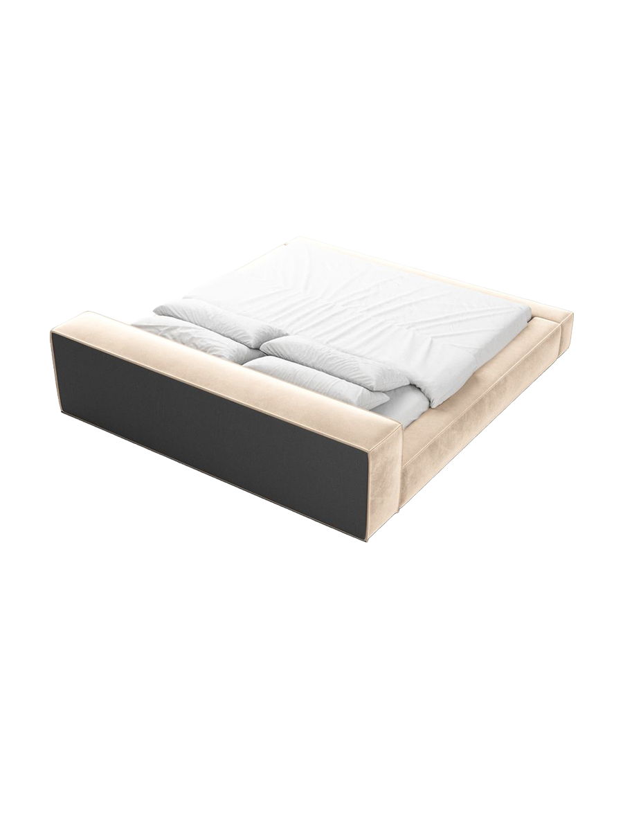
Design Polsterbett „Alessa“ mit Ablagefach, Samt Beige - 140 x 200 cm