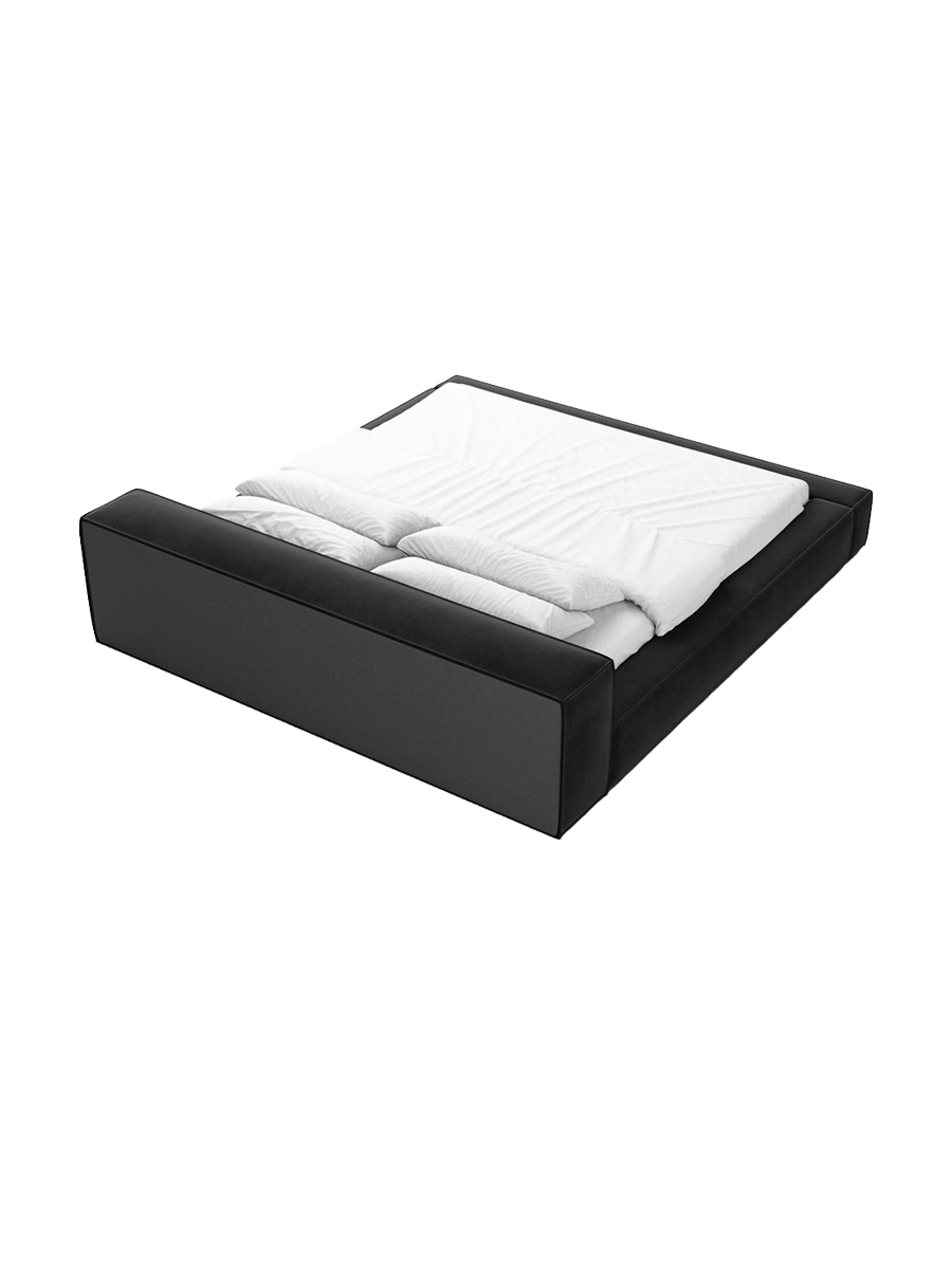 
Design Polsterbett „Alessa“ mit Ablagefach, Samt Schwarz - 140 x 200 cm