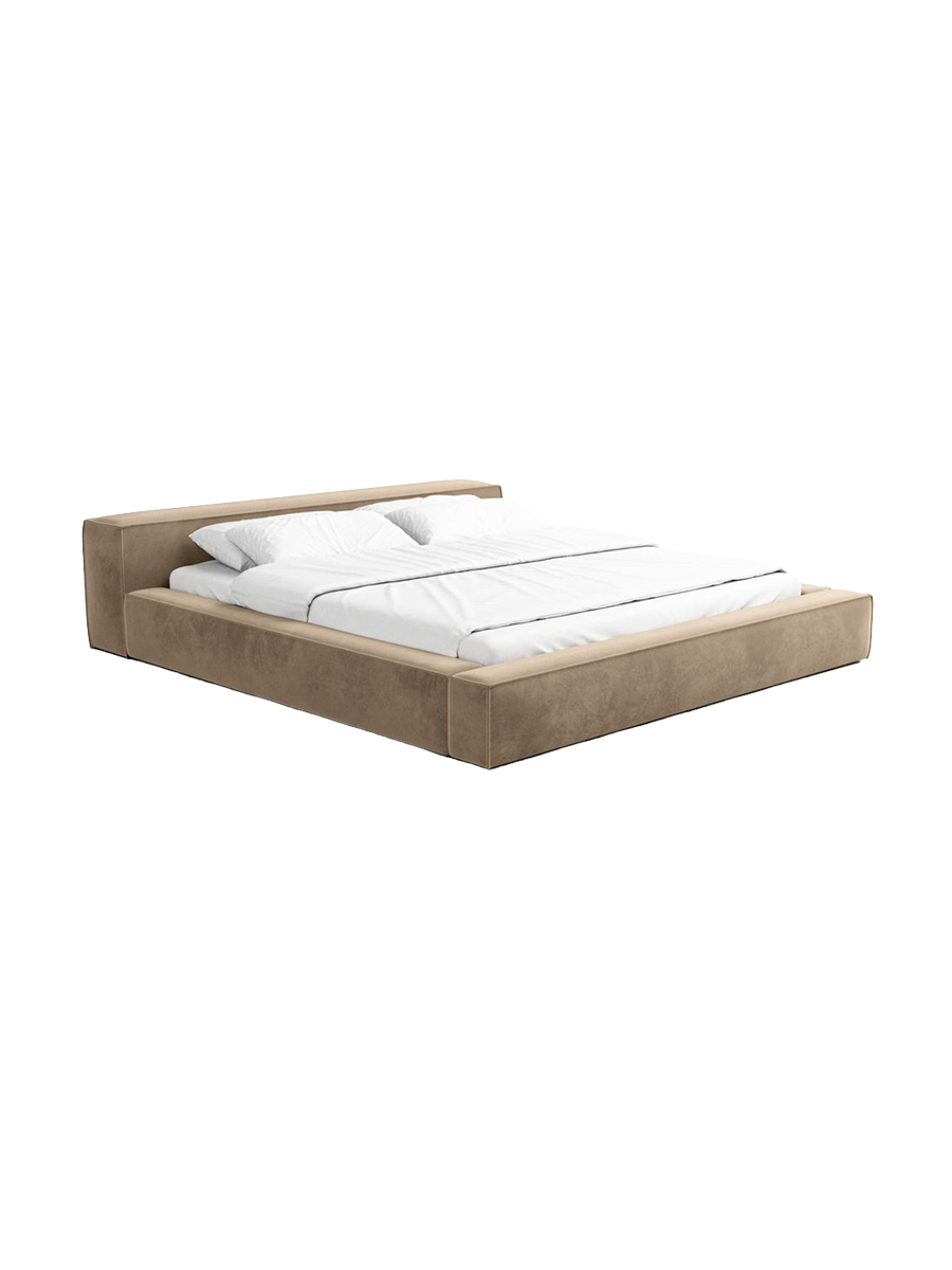 
Design Polsterbett „Alessa“ mit Ablagefach, Samt Braun - 140 x 200 cm