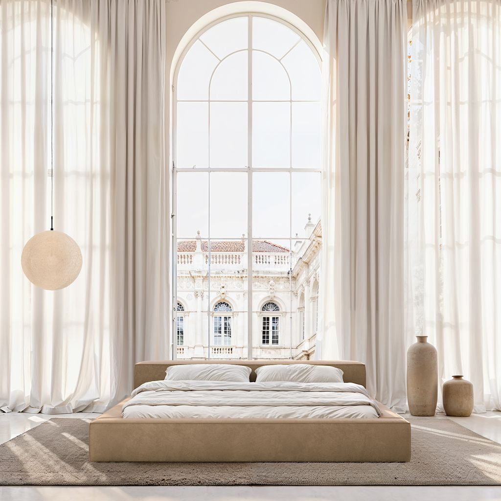 
Design Polsterbett „Alessa“ mit Ablagefach, Samt Braun - 140 x 200 cm