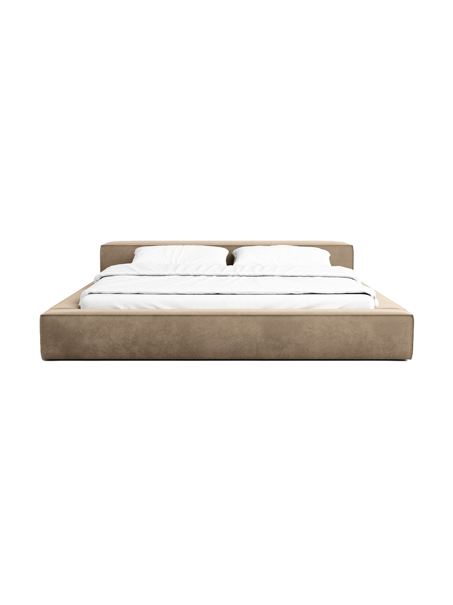 
Design Polsterbett „Alessa“ mit Ablagefach, Samt Braun - 140 x 200 cm