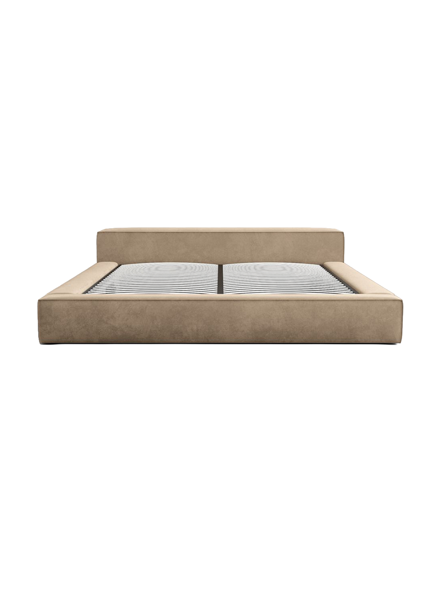 
Design Polsterbett „Alessa“ mit Ablagefach, Samt Braun - 140 x 200 cm