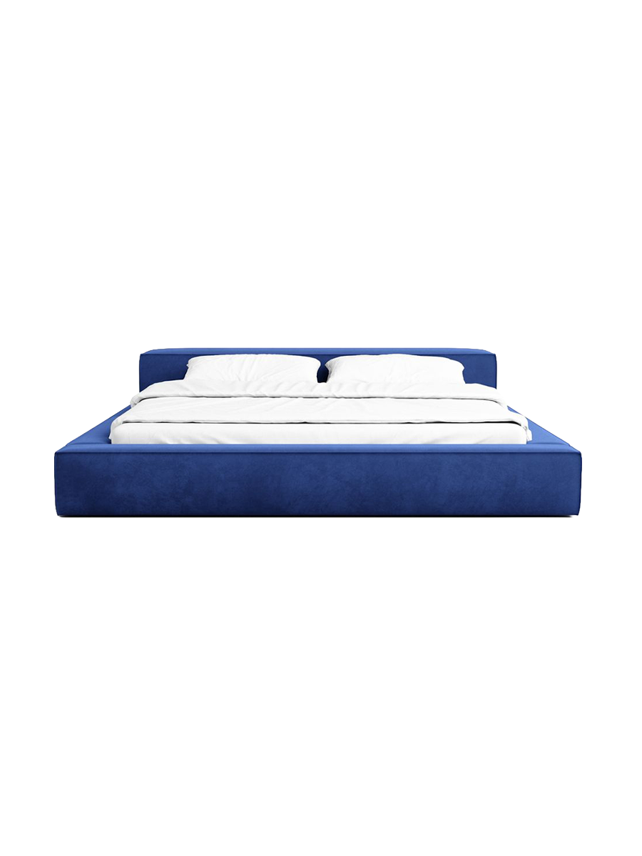 
Design Polsterbett „Alessa“ mit Ablagefach, Samt Blau - 140 x 200 cm