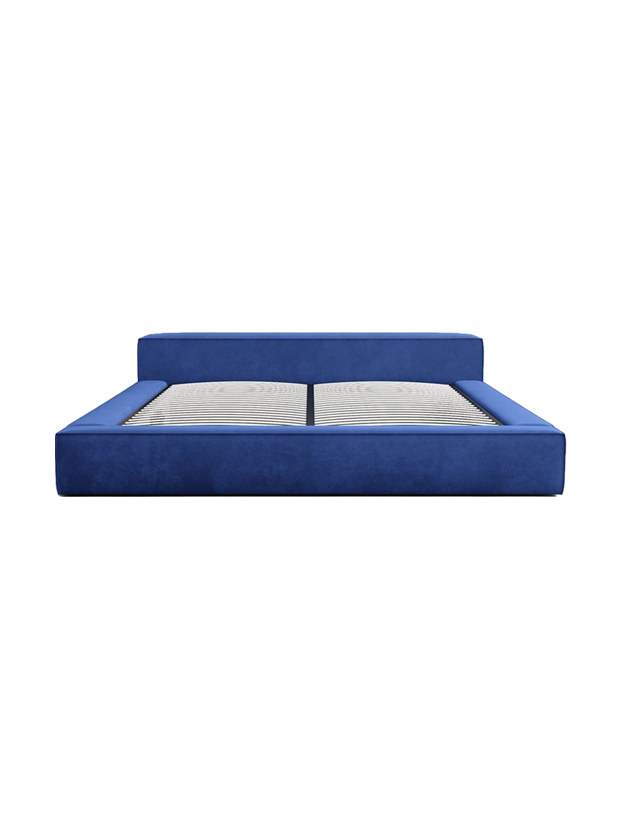 
Design Polsterbett „Alessa“ mit Ablagefach, Samt Blau - 140 x 200 cm