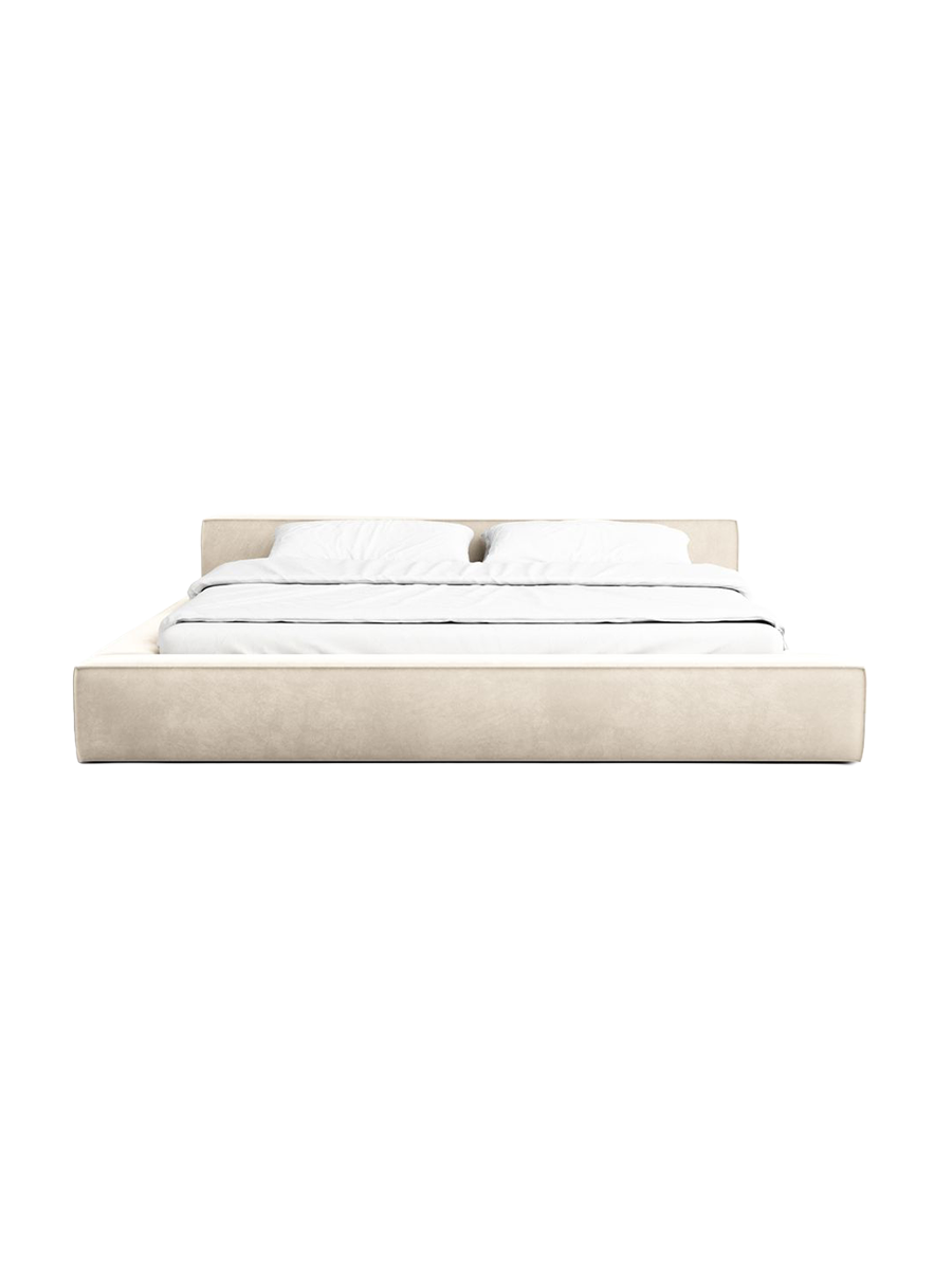 
Design Polsterbett „Alessa“ mit Ablagefach, Samt Cream - 140 x 200 cm
