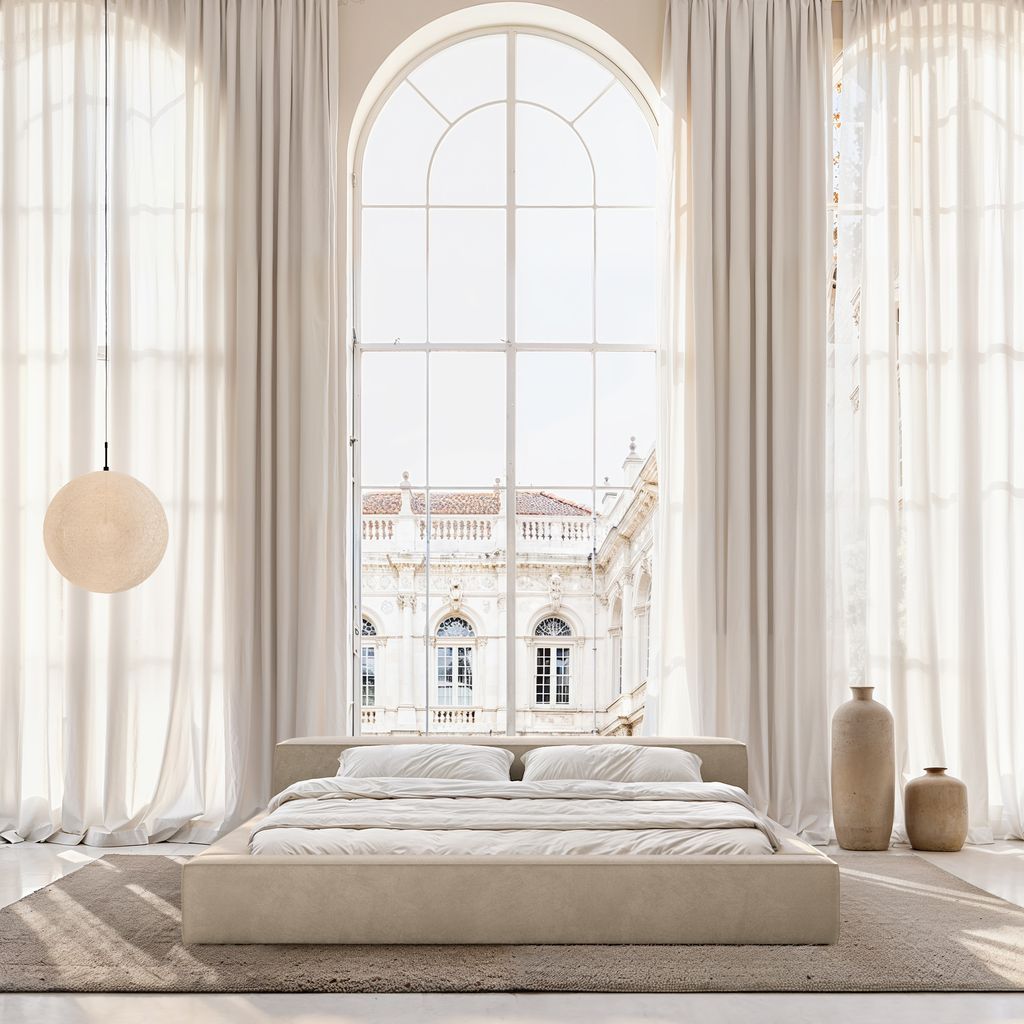
Design Polsterbett „Alessa“ mit Ablagefach, Samt Beige dunkel - 140 x 200 cm
