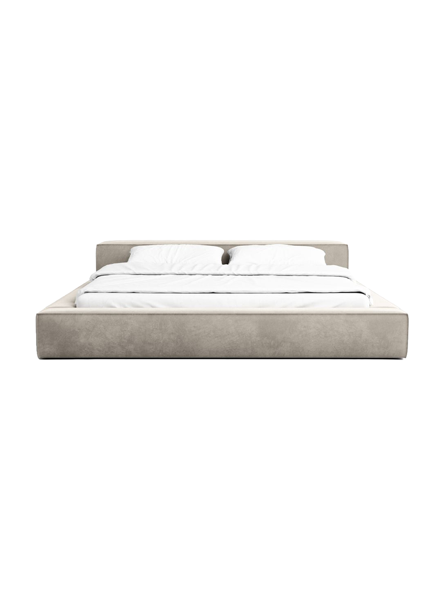 
Design Polsterbett „Alessa“ mit Ablagefach, Samt Beige dunkel - 140 x 200 cm