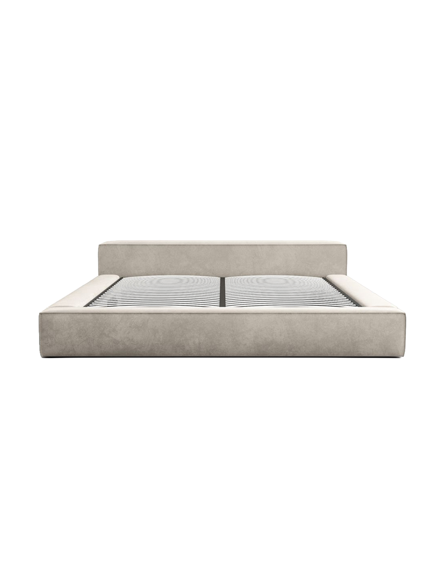 
Design Polsterbett „Alessa“ mit Ablagefach, Samt Beige dunkel - 140 x 200 cm
