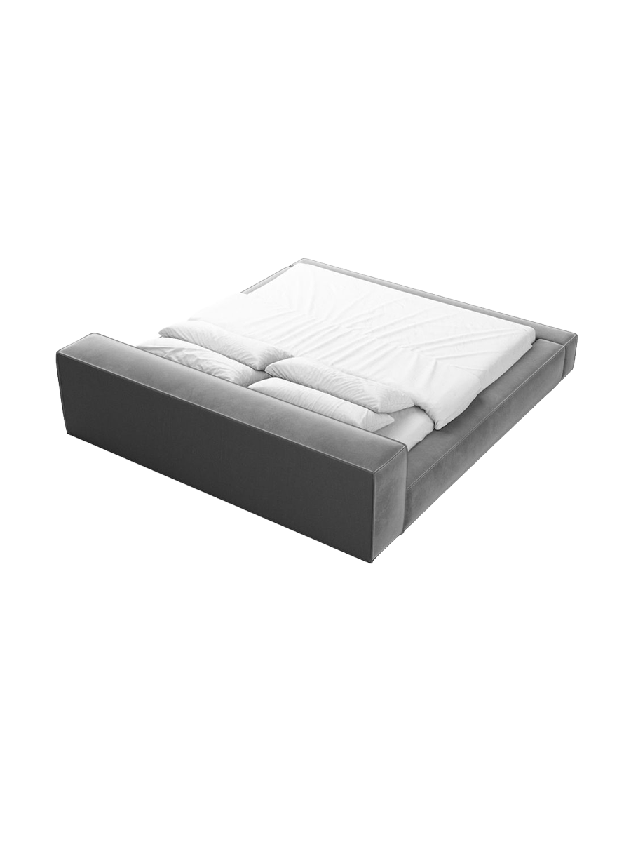 
Design Polsterbett „Alessa“ mit Ablagefach, Samt Grau - 140 x 200 cm