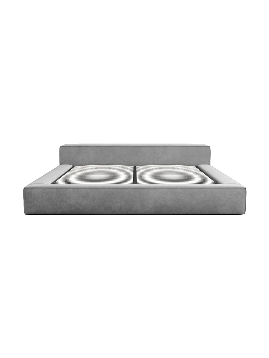 
Design Polsterbett „Alessa“ mit Ablagefach, Samt Grau - 140 x 200 cm