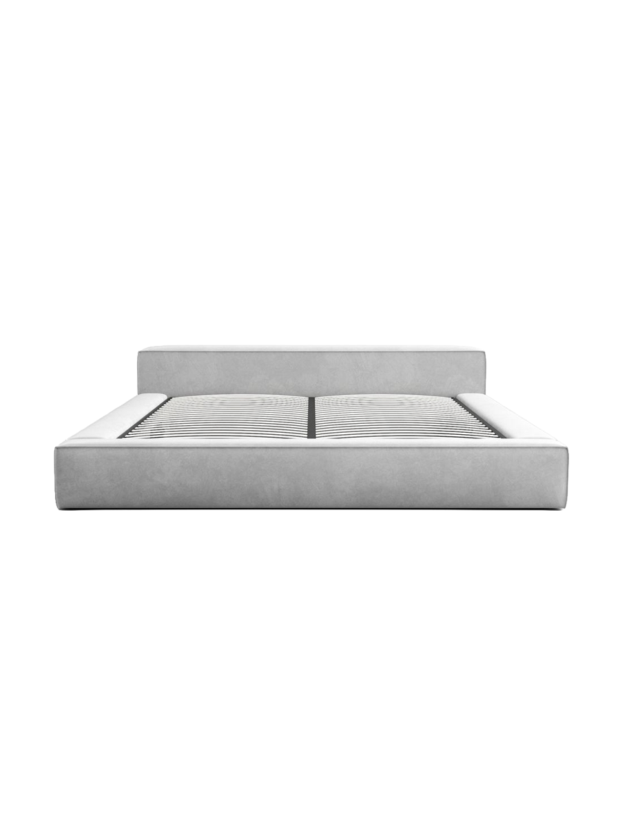 
Design Polsterbett „Alessa“ mit Ablagefach, Samt Hellgrau - 140 x 200 cm