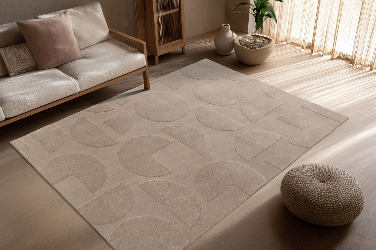 
"Focus" Designer Rug - Taupe - 80 x 150 cm
