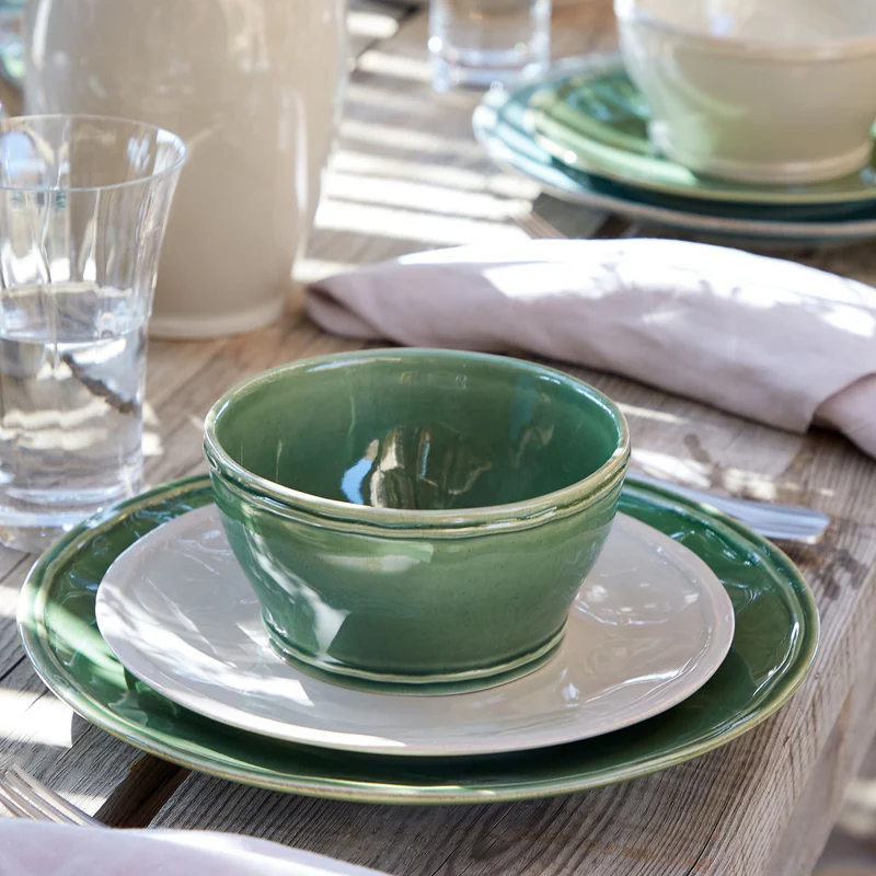 
Assiette plate artisanale « Fontana » - Vert Forêt