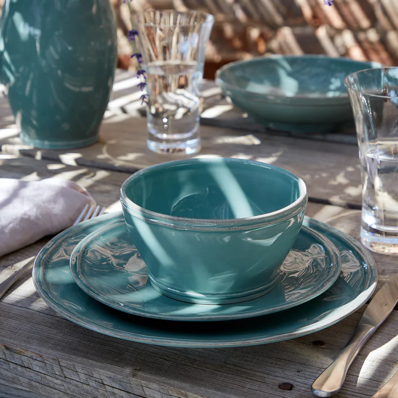 
Assiette à salade et dessert artisanale "Fontana" - Turquoise