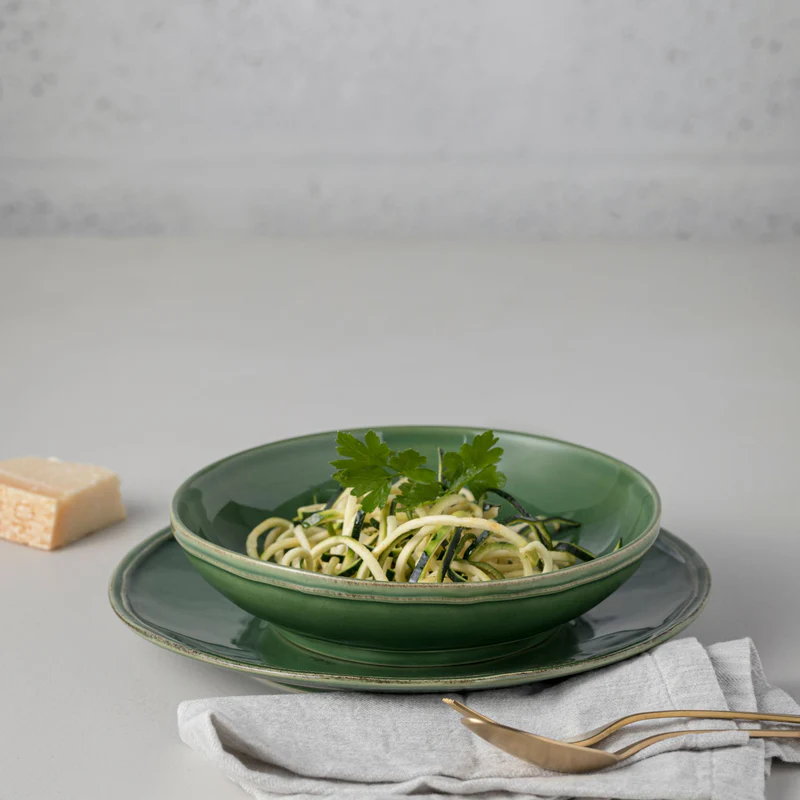 
Assiette creuse et à pâtes artisanale « Fontana » - Vert Forêt
