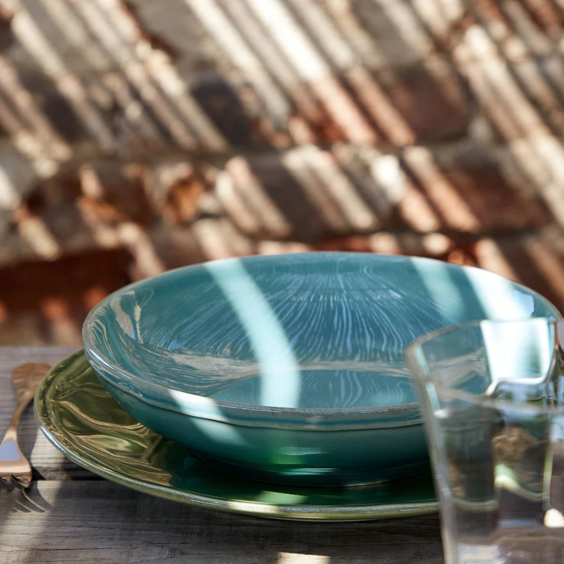 
Assiette creuse et à pâtes artisanale « Fontana » - Turquoise